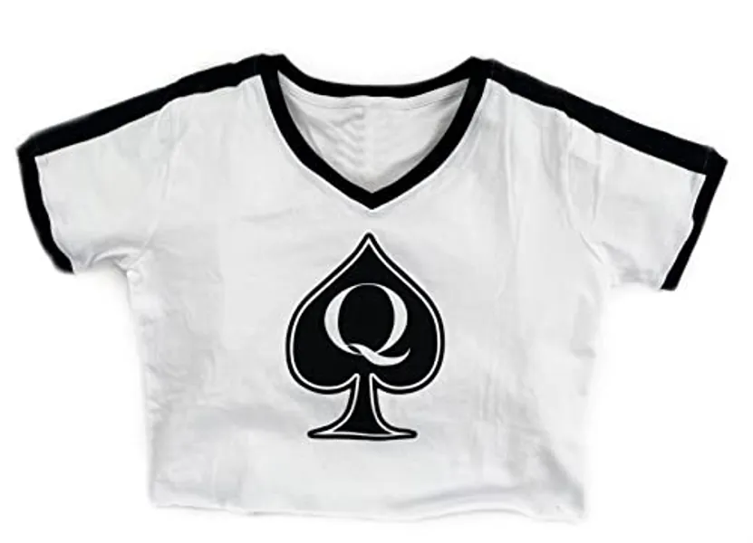 Queen of Spades QoS Cropped V-Neck Ringer