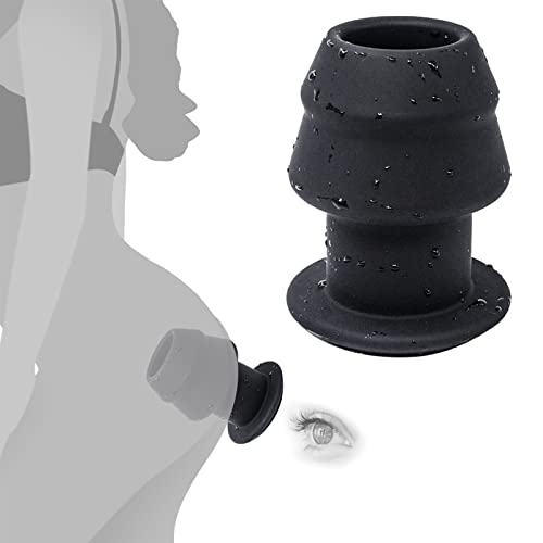BDSMYEE Übergröße Hohl Analplug Sexspielzeug,Anal Expander mit Kopfwelligkeit,Flüssiges Silikon Anal Expansion Spekulum,Vagina Dilatator butt plug Einlauf anal tunnel plug für Paare Frauen Manner - schwarz - M_8,5cm*φ6cm