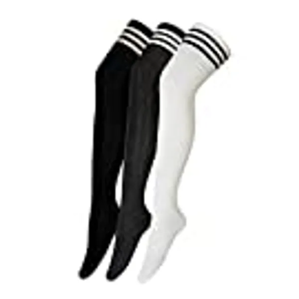 Urban GoCo Mädchen Overknee Überknie Kniestrümpfe Hold-up-Strümpfe Retro Schüler Knitting Sportsocken 3 Paare Mehrfarbig