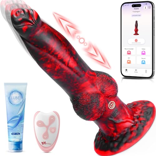 Analdildos Vibration für Frauen Männer Sex Toys, Anal Dildo Sex Spielzeug für die Frau, Fantasie Dildos Vibratorensets für Frauen mit 7 Stoßfunktion, Knoten Vibrator Sex Toy Butt Analplug für Frauen - Schwarz Rot