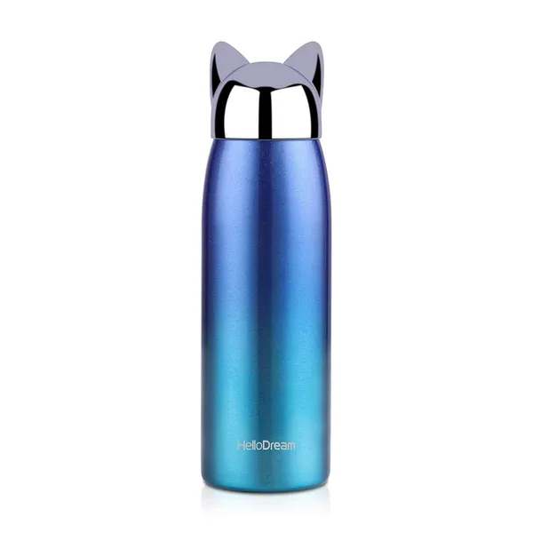 Cat Insulated Water Bottle Blue 300ML