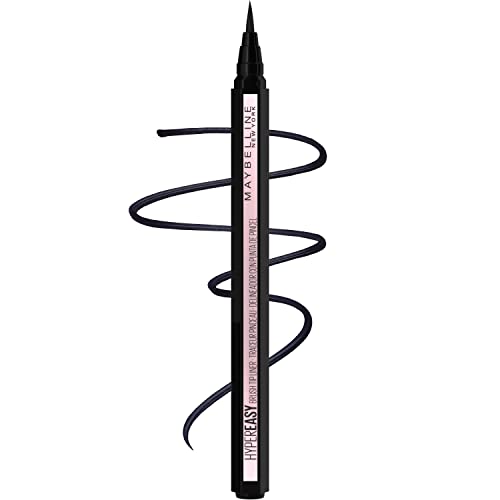 Maybelline Hyper Easy Liquid Pen No-Skip Eyeliner, Satin Finish, Waterproof Formula, Pitch Black, 0.018 Fl Oz - PITCH BLACK - 0.02 Fl Oz (Pack of 1) - Eyeliner