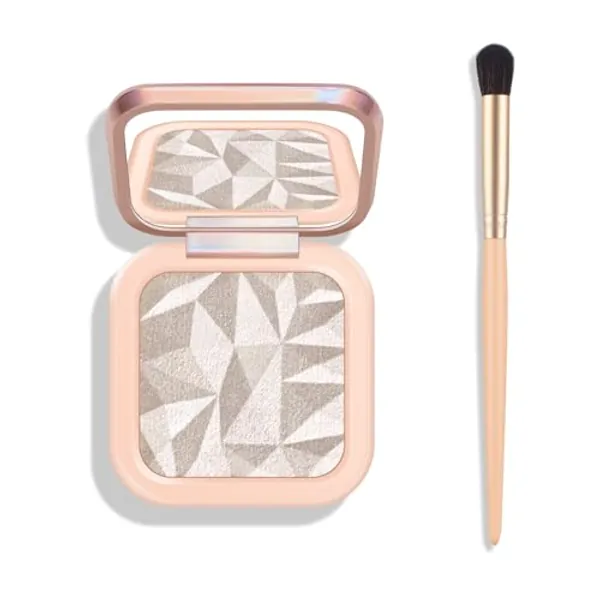 KYDA Face Highlighter Palette, High Glossy Face Illuminator Palette, Natural Glow Finish, Pearl Shimmer Smooth Baked Powder, Lasting Sparkling Highlighter Makeup-PEARL