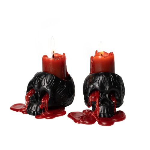 GUTE Skull Blood Candles - Bleeding Dripping Red Wax , Skeleton Candle, Gothic Goth Gift Magic Skulls Candlestick Spooky Ghost Bar Decoration, Candle Unique Gifts for Him. Her (Skull 2 Pack)