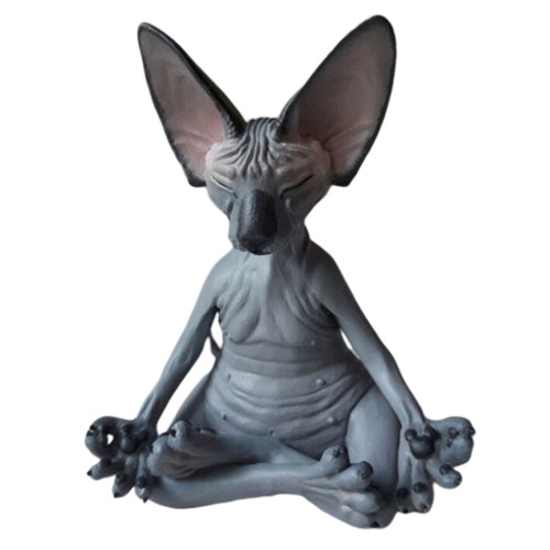 GRAPMKTG Room Decor 1 Pack Cute Sphynx Cat Statue Aesthetic Home Decor Abstract Sculpture for Living Room Office Kawaii Figurine on Shelf Yoga Meditation Decor Desk Coffee Table Black