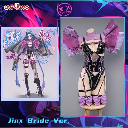 【In stock】Exclusive Authorization Uwowo X Ailish: Acrane/League of Legends Fanart Jinx Bride Ver. Cosplay Costume | L