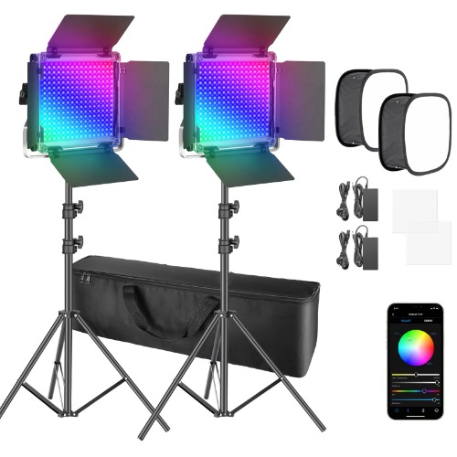 Neewer 2 Packs 660 PRO RGB Led Video Light with APP Control Softbox Kit,360°Full Color,50W Video Lighting CRI 97+ for Gaming,Streaming,Zoom,YouTube,Webex,Broadcasting,Web Conference,Photography