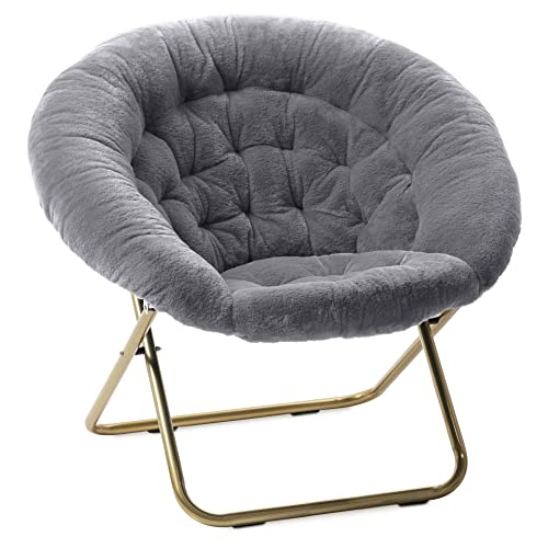 Milliard Cozy Chair/Faux Fur Saucer Chair for Bedroom/X-Large (Grey)