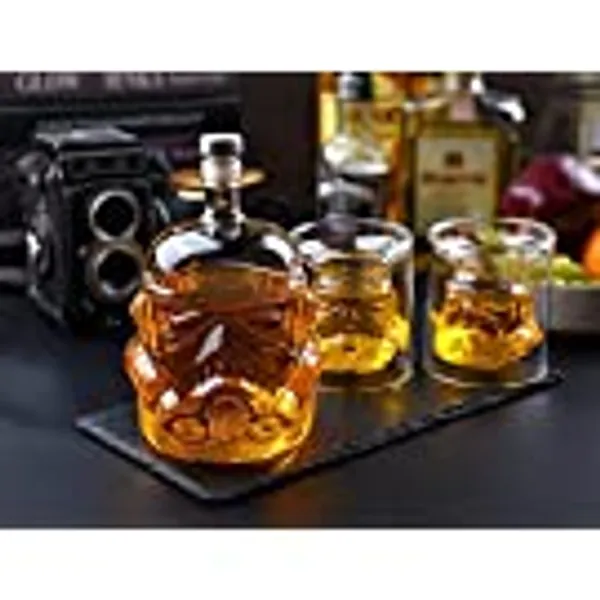 IITaozi Transparent Creative Whiskey Decanter Set Stormtrooper Bottle With 2 Glass for Wine, Brandy, Scotch, Vodka, Liquor750ml