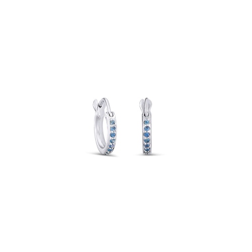 Sapphire Huggie Earrings - 14K White Gold