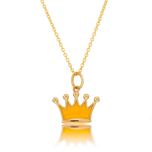 Gold Crown Pendant Necklace - 14K White Gold