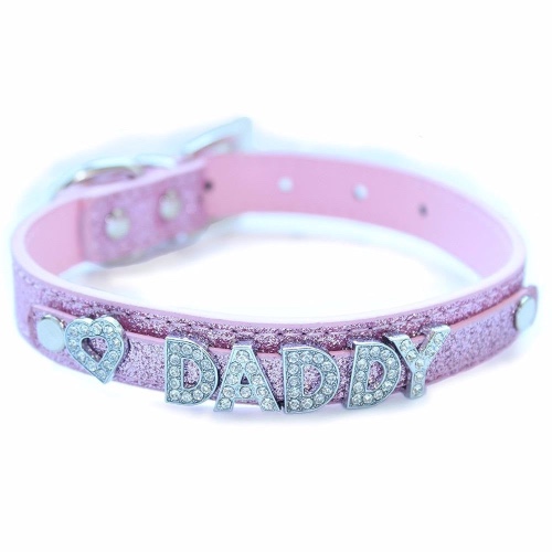 Rhinestone Daddy Collar - Pink