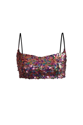 Sequin Mini Cropped Top - 0 / MultiColour Sequin