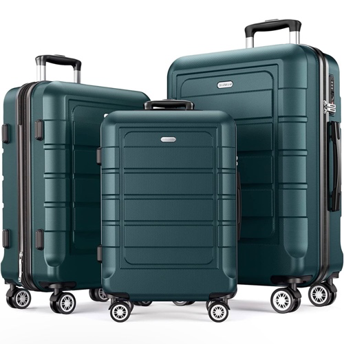 SHOWKOO Luggage Sets Expandable Suitcase Double Wheels TSA Lock (ArmyGreen) | Luggage Sets