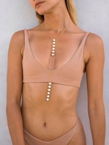 Ladders to Bliss Circle Stone Body Chain | White / 14k gold-filled