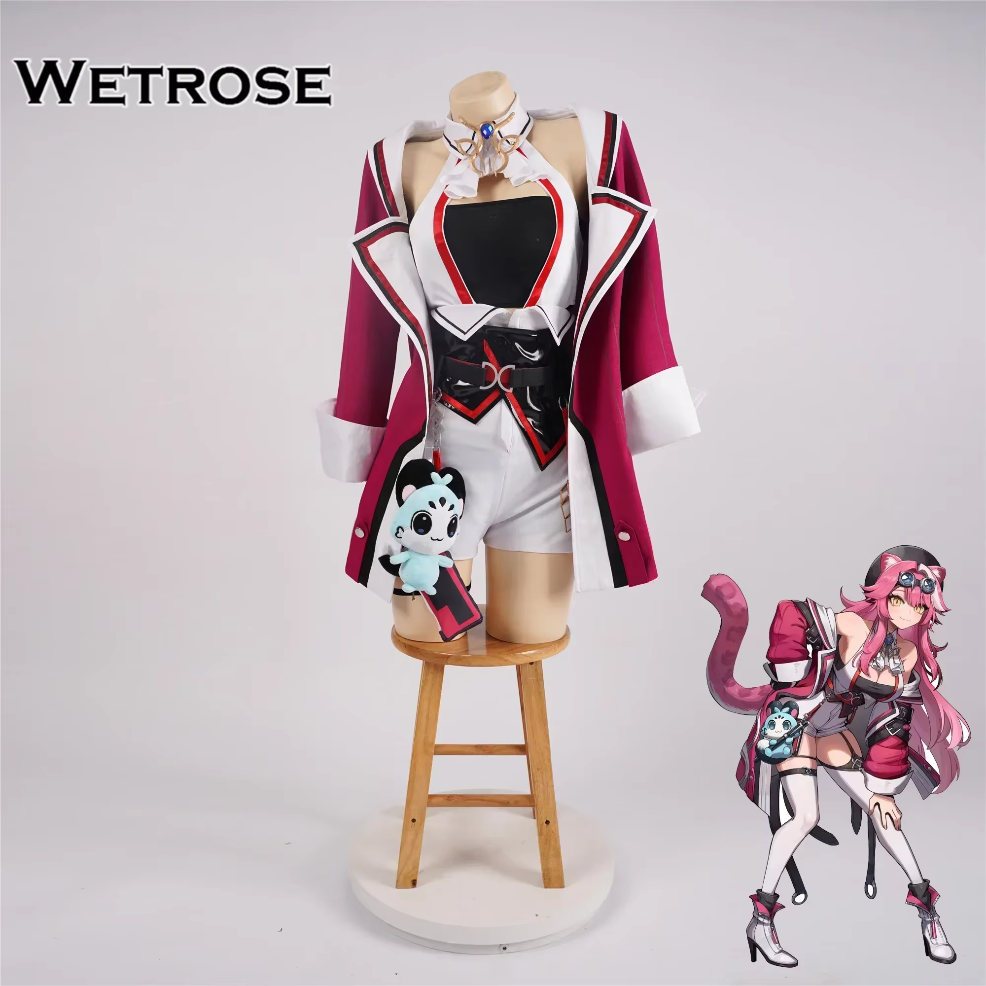 【Wetrose】In Stock Raora Panthera Cosplay Costume Pink Cat Rao Rara Hololive Holo EN 4th New Justice Vtuber Wig Full Set Tail Ear - AliExpress 200000532