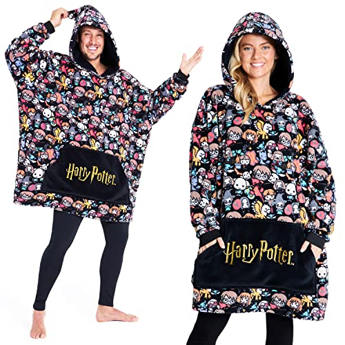 Harry Potter Oversized Blanket Hoodie for Women Men and Teens, Fleece Wearable Blanket - One Size - Multi