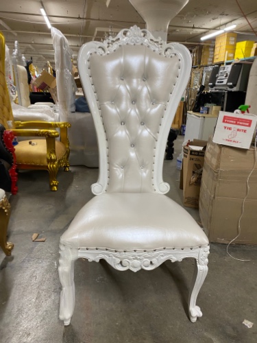"Valentina" Accent Armless Throne Chair - White / White