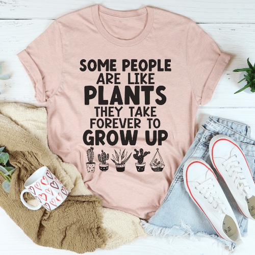 Some People Are Like Plants Tee - Heather Prism Peach / XL