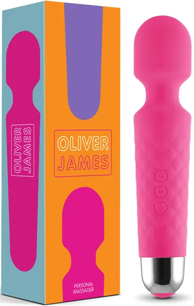 Oliver James Personal Body Massager - Quiet, Waterproof, Powerful, Wireless, Rechargeable Travel Massager - 20 Vibration Patterns & 8 Speeds - Full Body Relaxation and Muscle Tension Relief (Pink)