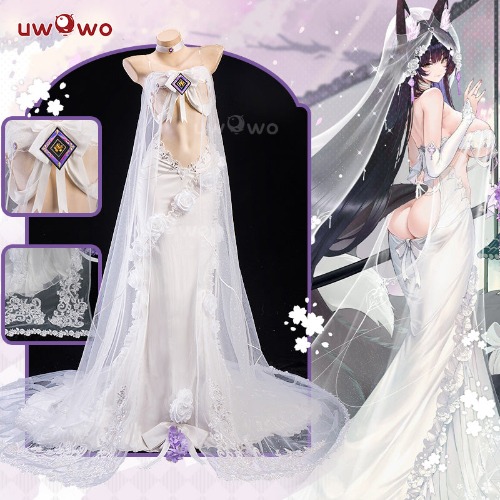 INSTOCK-Uwowo Azur Lane Musashi Oath Dress 'Purest Wisteria' Bride Cosplay Costume - INSTOCK-XXL-XXXL