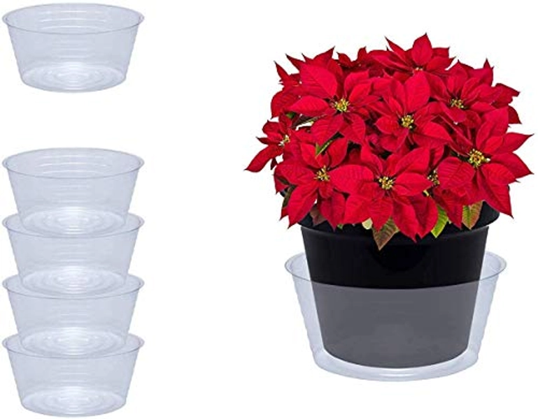 Curtis Wagner Plastics Plant Tray Basket Liner (5-Pack) - Clear, Deep (Diameter: 4.25" Base, 6" Top, 3.25" Depth) Thin Plastic Liners for Planters for Indoor/Outdoor Plant Pots