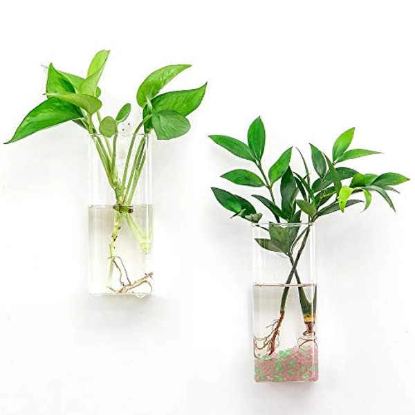Planter Terrariums - 2 Pack Glass Terrariums Hanging Vase Terrariums for Hydroponic Plants,Flower,Indoor Outdoor Home Garden Decoration