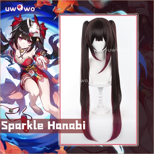 【Pre-sale】Uwowo Game Honkai: Star Rail Sparkle Hanabi Cosplay Wig Long Dark Brown Hair