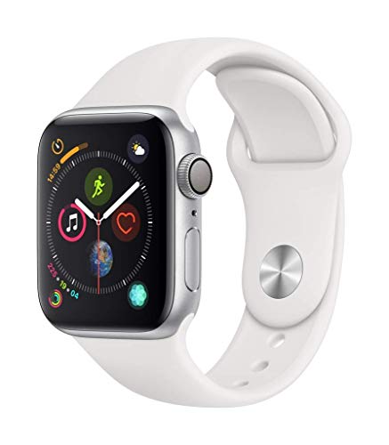 Apple Watch Series 4 (GPS, 40MM) - Silver Aluminum Case with White Sport Band (Renewed) - Silver Aluminum Case - 40 mm - White Sport Band