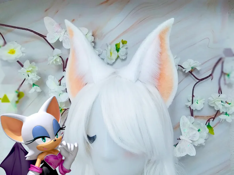 white Rouge the Bat ears headpice kawaii cute kitten cosplay Halloween