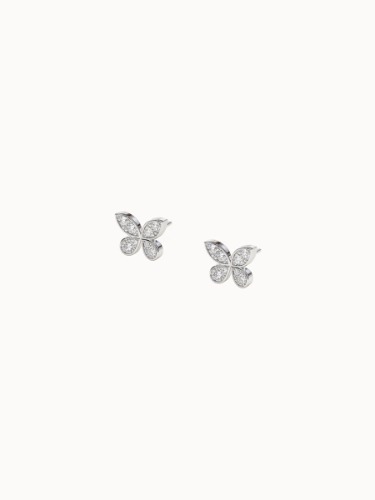 Butterfly Diamond Studs - White Gold - Pair (2 Earrings)