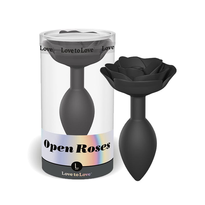 Open Roses Silicone Anal Plugs - Black / Large