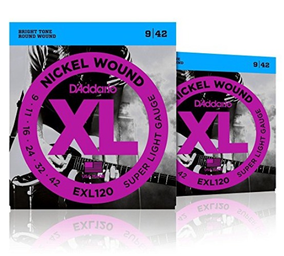 D'Addario EXL120 Nickel Super Light Electric Guitar Strings Two-Pack