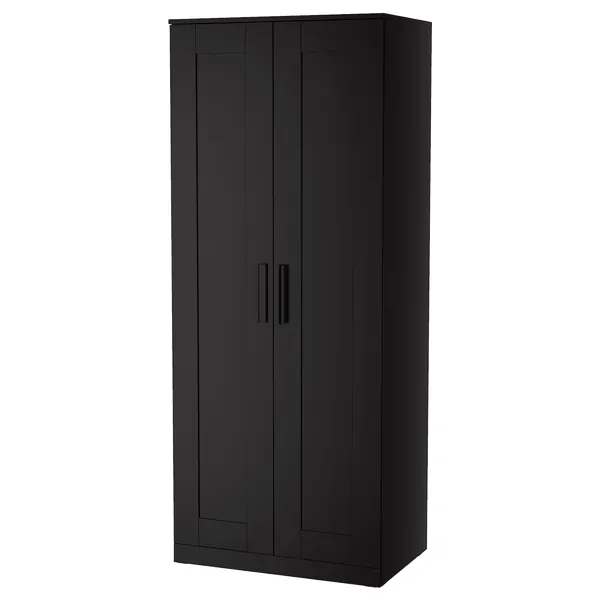 BRIMNES Wardrobe with 2 doors - black 30 3/4x74 3/4 "