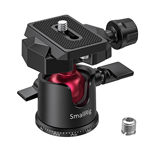 SmallRig Mini Ball Head, Tripod Head Camera 360° Panoramic with 1/4" Screw 3/8" Thread Mount and Quick Release Plate Metal Ball Joint for Monopod, DSLR, Phone, Gopro, Max Load 4.4lbs/2kg - BUT2665 - BUT2665