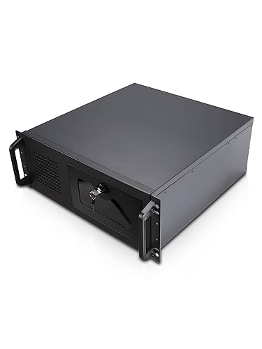 Rosewill 4U Server Chassis Rackmount Case | 7 3.5" Bays, 2 5.25" Devices| ATX, CEB Compatible | 1 120mm PWM Fan, 2 80mm PWM Fans | 2X USB 3.0 | Front Panel Lock and Key | Silver/Black - RSV-R4100U - 9B