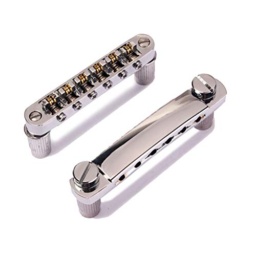 Chrome Roller Saddle Tailpiece Chrome for Gibson Les Paul LP SG Style Electric Guitar Replacement Parts (Silver)