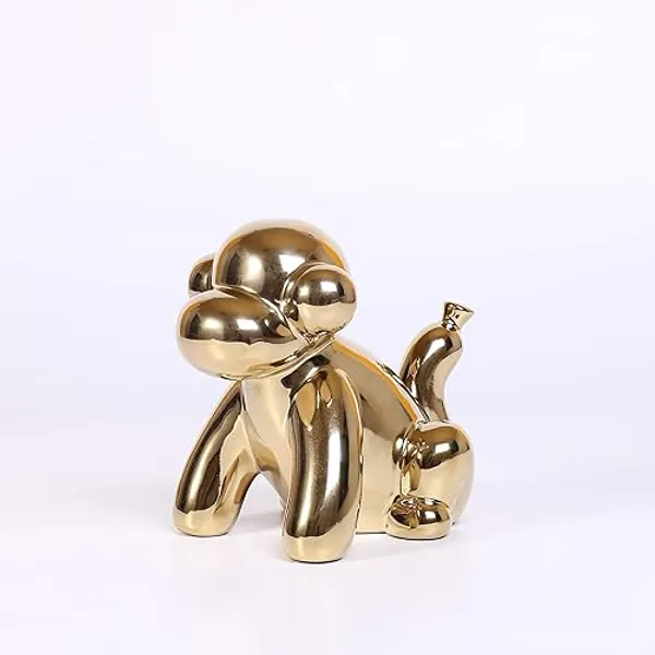 Ardax Gold Home Décor Balloon Figurine Accent, Small Ceramic Animal Statue Handmade Sculpture Ornament (Monkey) - Monkey