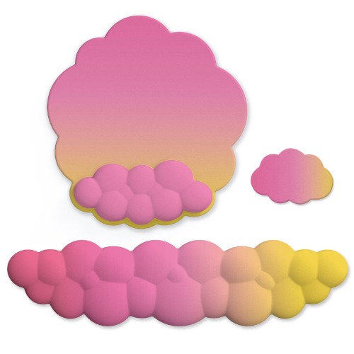 Pastel Ergonomic Cloud Ombre Keyboard Pad, Wrist Pad & Coaster Set - Pink & Yellow
