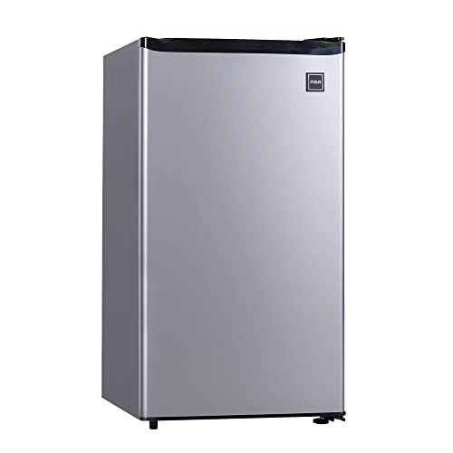 RCA RFR322 Mini Refrigerator, Compact Freezer Compartment, Adjustable Thermostat Control, Reversible Door, Ideal Fridge for Dorm, Office, Apartment, Platinum Stainless, 3.2 Cubic Feet - Stainless