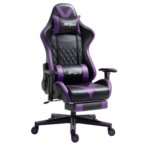 Darkecho Gaming Chair Office Chair with Footrest Massage Racing Ergonomic Chair Leather Reclining Video Game Chair Adjustable Armrest High Back Gamer Chair with Headrest and Lumbar Support Purple - Purple
