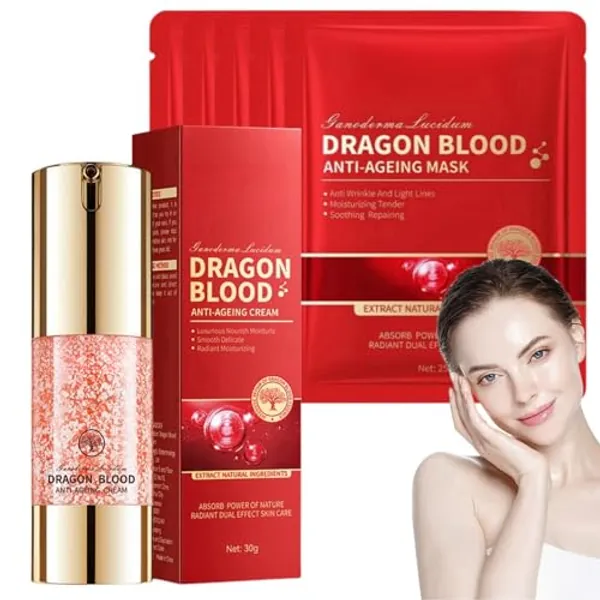 Dragon Blood Skincare Set,Dragon Blood Face Cream,Dragons Blood Masks,Hydrating Anti Aging Skin Care Sets & Kits,Dragons Blood Anti Wrinkle Facial Kit,Moisturizing Cream for Skin Tight(6PCS)