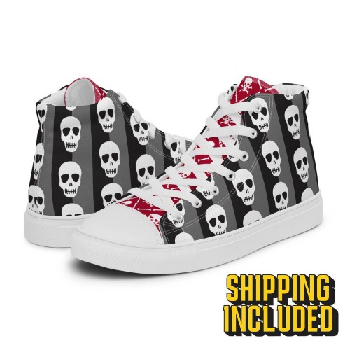 Skull Pattern Halloween High Top Canvas Shoes (Men’s) - 11