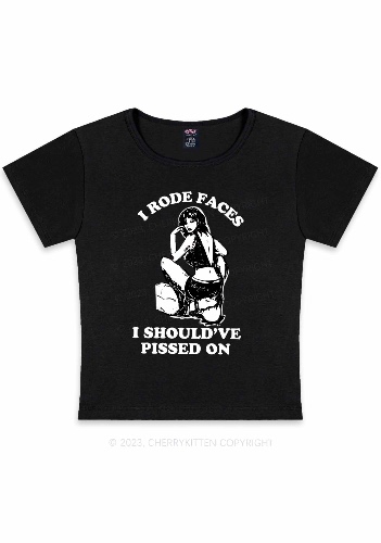 I Rode Faces Y2K Baby Tee Cherrykitten | Black / S