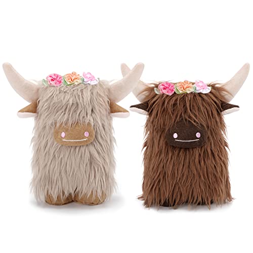 Highland Cow Gnomes with Flowers