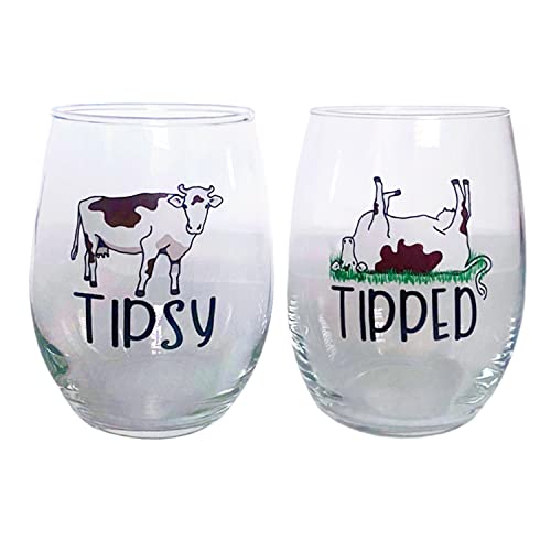 'Tipsy' and 'Tipped' Wine Glasses