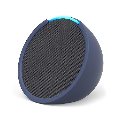 Echo Pop | Full sound compact Wi-Fi and Bluetooth smart speaker with Alexa | Charcoal and a Made For Amazon Sleeve for Echo Pop (2023 release), Blue - Blue - Charcoal Echo Pop