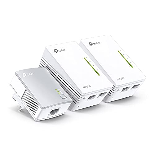 TP-Link TL-WPA4220 TKIT 2-Port Powerline Adapter WiFi Starter Kit, Range Extender, Broadband/WiFi Extender, WiFi Booster/Hotspot, No Configuration Required, UK Plug - N300 Mbps+AV600 Mbps|3 Pack
