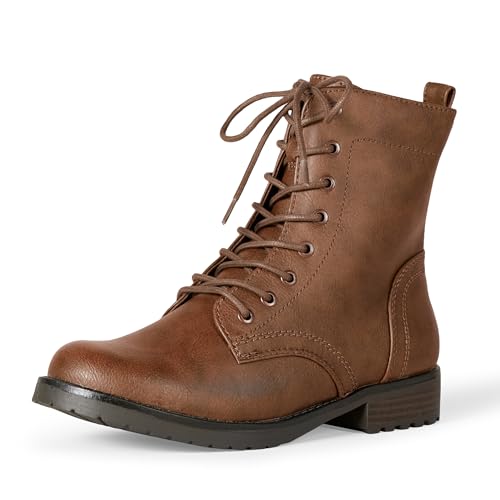 Amazon Essentials Women's Lace-Up Combat Boot - 8 UK Cognac