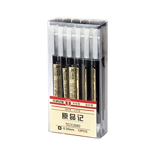 Gel Pen 0.35mm Black Ink Pen Maker Pen School Office student Exam Writing Stationery Supply 12 Pcs/Set (Black)